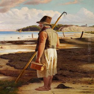 En Gammel Fisker Paa Stranden Ved Limfjorden by Christen Dalsgaard