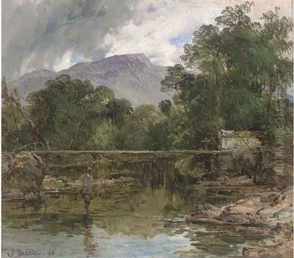 Anglers In A River Landscape - view 1