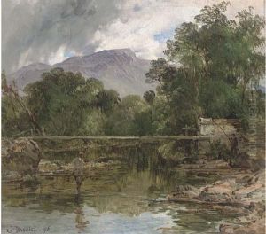 Anglers In A River Landscape by James B. Dalziel