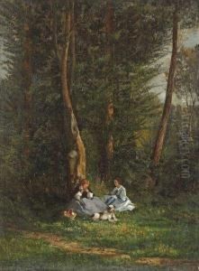 La Halte En Foret by Emile Charles Dameron
