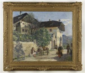 Gutshof In Sudtiroler Landschaft by Rudolf Dammeier