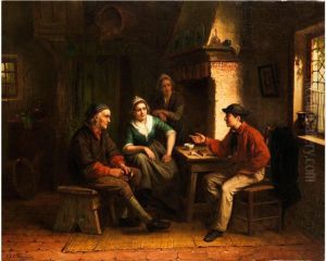 Hollandische Genreszene In Interieur by Jan Jacobus Matthijs Damschroder