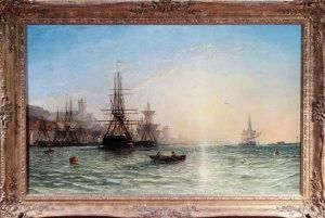 Sunrise - Sailing Ships And Paddle Tugs In The Harbour At Northshields