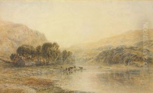 Cattle Watering At A River by Thomas Danby