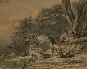 Berger Endormi Et Son Troupeau by J.A. Dance
