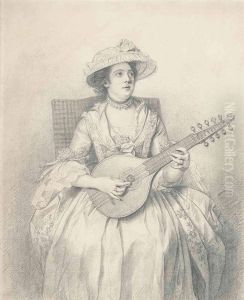 An Elegant Lady, Seated, Playing A Cittern An Elegant Lady, Seated, Playing A Cittern
