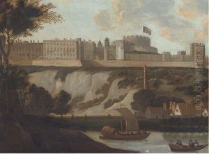 River Traffic On The Thames, With Windsor Castle Beyond by Hendrick Danckerts