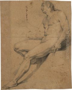 Mannlicher Akt, Sitzend by Vincenzo Dandini