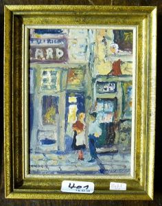 Description:petite Peinture Huile S/cuivre "rue Haute Marcelle" Signee A Dandoy by Auguste Dandoy