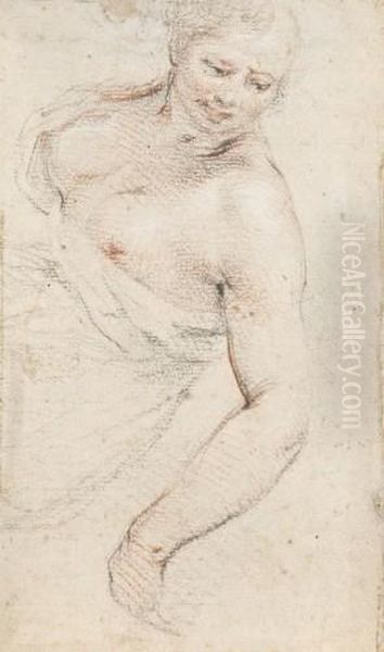 Etude De Femme En Buste Tournee Vers La Droite, Regardant Versle Bas - view 1