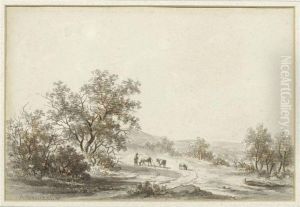 Landscape With Shepherd And Cow Herd by Andreas Danekes