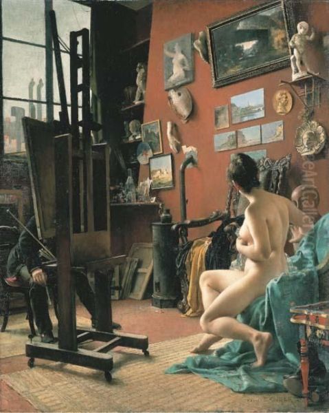 Interieur D'atelier, La Sceance De Pose - view 1