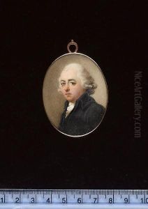 A Gentleman, Probably Of The Stone Family, Wearing Black Coat, Matching Waistcoat, Frilled White Cravat And Powdered Wig With Side Buckles. by Abraham Daniel