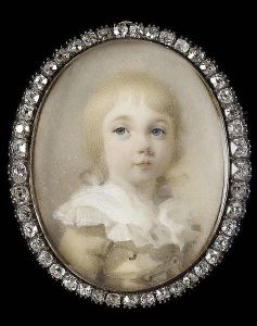 A Blue-eyed Child, Wearing Cream Coat And Wide Frilled White Collar by Abraham Daniel