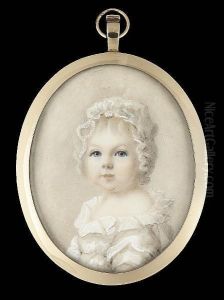 A Blue-eyed Child, Wearing White Dress With Frilled Collar And Bonnet by Abraham Daniel