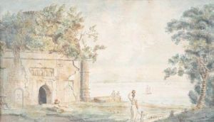Figures Of Ruins And Lake