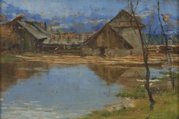 Paesaggio Lacustre Con Barca - view 1