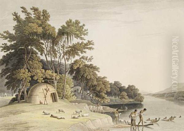 'a Korah Hottentot Village On The Left Bank Of The Orange River' - view 1