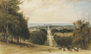 The Long Walk, Windsor Great Park, The Castle by William Daniell RA