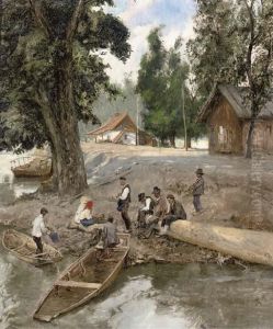 A Gathering On The Riverbank by Josef Danilowatz