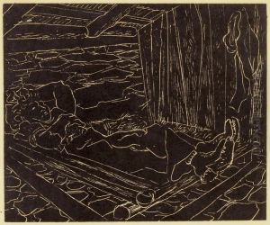 Liegende Figur In Stall by Heinrich Danioth