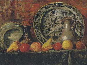 Still Life With Fruit, Plates And Jugs