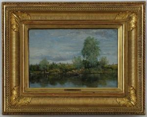 Au Bord De L'etang, Paysage Anime by Alfred Joseph Dannequin