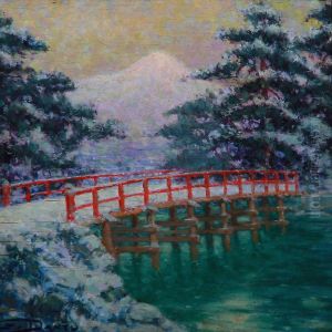 A Japanese Garden With A View To The Mount Fuji