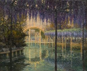 Terrasse Sous Une Treille De Glycine by Georges Dantu