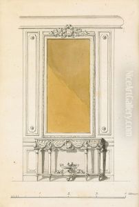 Projektion Av Vaggfalt I Gustaviansk Rumsinredning Med Spegel Ochkonsolbord by Jean-Louis Darcis