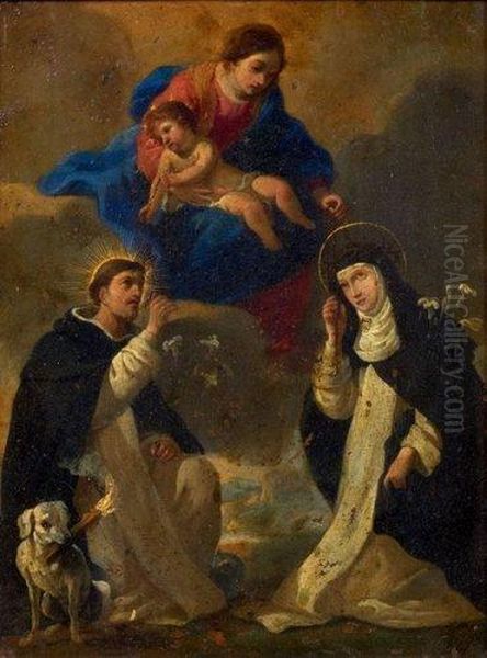 Saint Dominique Et Sainte Catherine De Sienne Priant La Vierge Al'enfant - view 1