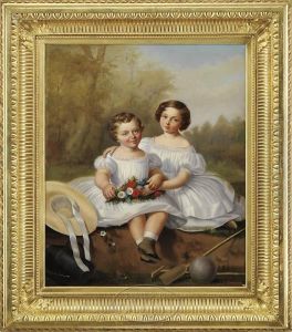 Portrait Of Two Sisters by Alfred Henri Darjou
