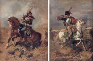 Cavaliers Dans La Bataille by Alfred Henri Darjou
