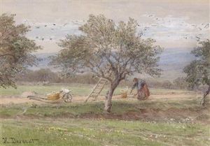 A Peasant Woman Collecting Fruits