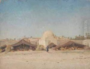 Campement Devant Une Ville Arabe by Jules Daubeil