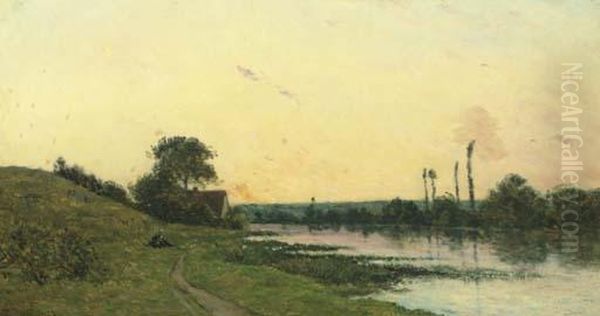 Maison Au Bord De La Riviere, Au Coucher Du Soleil - view 1
