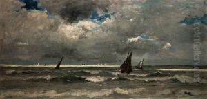 Bateaux Sous Un Ciel D'orage En Normandie