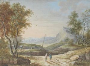 Travellers On A Country Path In An Open Landscape Travellers On A Country Path In An Open Landscape