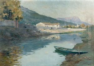 Paysage Fluvial Du Midi De La France by Eugene Baptiste E. Dauphin