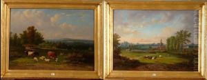 Paysage Aux Vaches Et Aux Moutons by Jean-Baptiste Davelooze