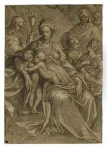 The Madonna And Child With The Infant Baptist, Saint John Theevangelist, Saint Mary Magdalene, Two Holy Women And Saint Joseph(recto); Diana At Her Bath (verso) by Leon Davent