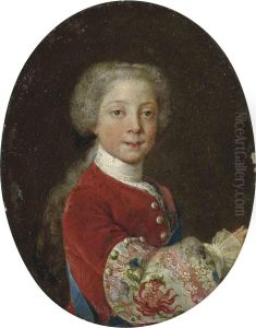 Portrait Of Prince Henry Benedict Stuart As A Boy,half-length, In A Red Velvet Coat With Elaborately Embroideredsleeve With Thistle Motif, With The Sash Of The Order Of Thegarter