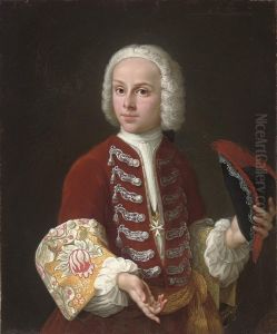 Portrait Of A Youth Of The Order Of Malta, Half-length, In A Redvelvet Coat With Silver Frogging And Embroidered Cuffs, And Amedallion Of The Order Of Malta, A Tricorn In His Left Hand by Antonio David