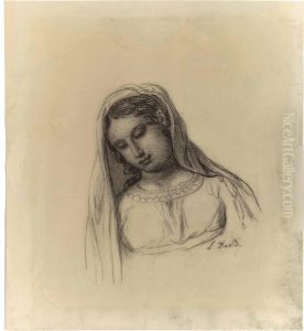 Portrait Of A Young Woman In A Veil by Jacques Louis David