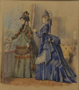 Deux Elegantes A La Fenetre by Jules David