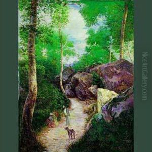 Promenade En Foret by Alfred Hector David Riquier
