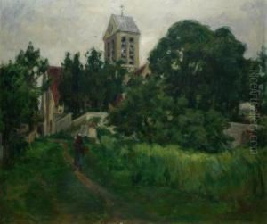Paysanne Au Chemin Devant L'eglise by Germain David-Nillet