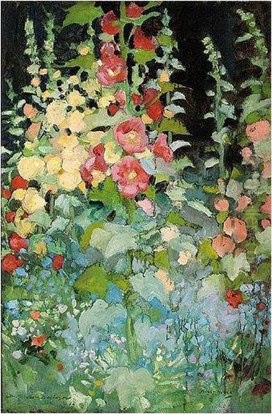 Hollyhocks - view 1