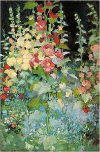 Hollyhocks by Daniel Pender Davidson