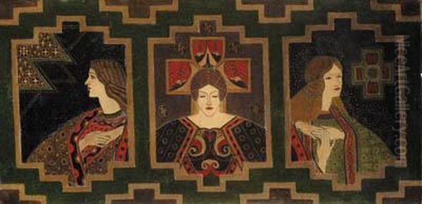 Decorative Panel, With Three Female Figures - view 1